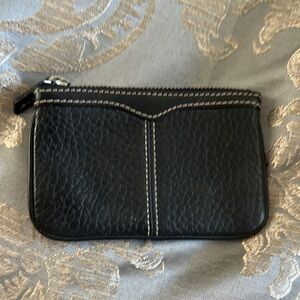 Black Leather Zip Pouch